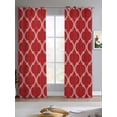 thumbnail image 2 of Red Moroccan Sheer Curtains 84 Inch Length 2 Panels Set for Living Room/Bedroom, Morocco Ethnic Abstract Quatrefoil Grid Kitchen Curtains Grommet Semi-Sheer Curtains Window Treatments 42"x84"x2, 2 of 7