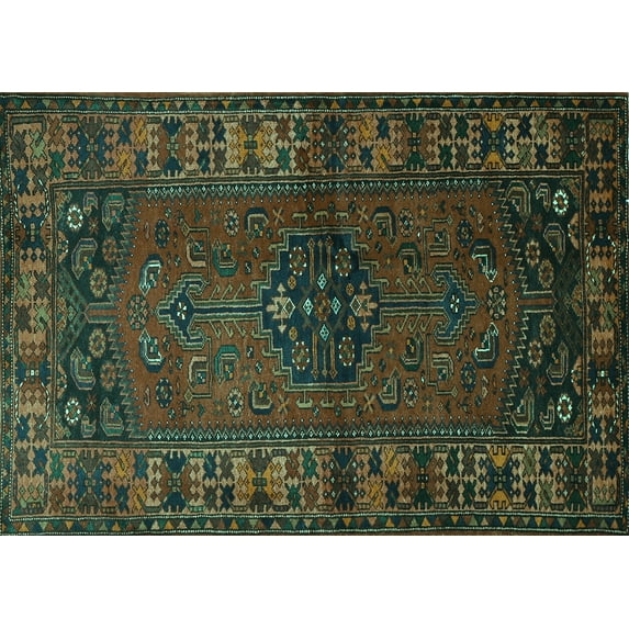 Ahgly Company Indoor Rectangle Persian Turquoise Blue Traditional Area Rugs, 8' x 10'
