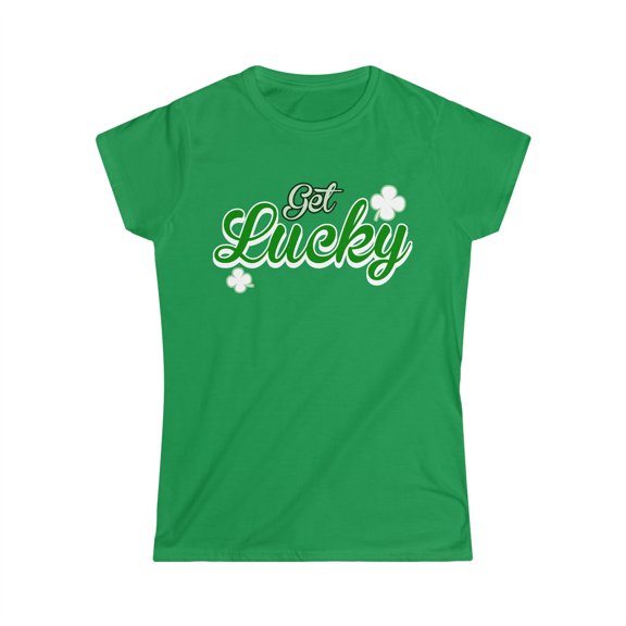Get Lucky Women's Softstyle Tee, Lucky shirt,St Paddy's Tshirt, Shamrock T