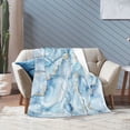 thumbnail image 5 of White Blue Marble Throw Blanket Ultra Soft Warm All Season Decorative Fleece Blankets for Bed Chair Car Sofa Couch Bedroom 60"X50", 5 of 6