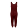 thumbnail image 7 of gakvbuo Jumpsuits For Women Summmer Dressy Wedding Fashion Women's Casual Solid Color Sleeveless Suspenders V Neck Lacing Jumpsuit, 7 of 7