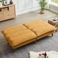 thumbnail image 5 of Convertible Sofa Bed 72″ Fabric Couch with Adjustable Backrest Loveseat Recliner Sleeper Living Room Furniture futon Set for Apartment Small Space, Yellow, 5 of 9