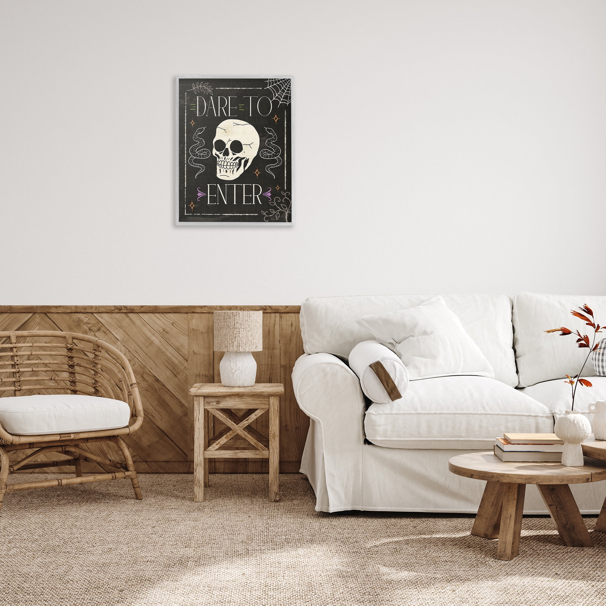 Stupell Industries Dare To Enter Phrase Holiday Painting Gray Framed Art Print Wall Art, 24 x 30