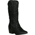 thumbnail image 1 of Women Leatherette Western Stitch Pointy Toe Mid Calf Boots 18270, 1 of 8