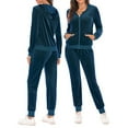 thumbnail image 2 of TheFound Women 2 Piece Tracksuits Solid Color Zipper Hoodie Sweatshirt for Activewear Fall Workout Outfits Set, 2 of 7