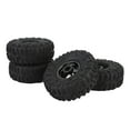 thumbnail image 4 of 4 Pcs Ensemble de Pneus de Roue RC, Pneus en Caoutchouc Robustes et Moyeux Métalliques, Excellente Adhérence, Absorption des Chocs, Facile à Installer, Compatible avec Redcat, Axial SCX10, D90, Hpi, 4 of 7