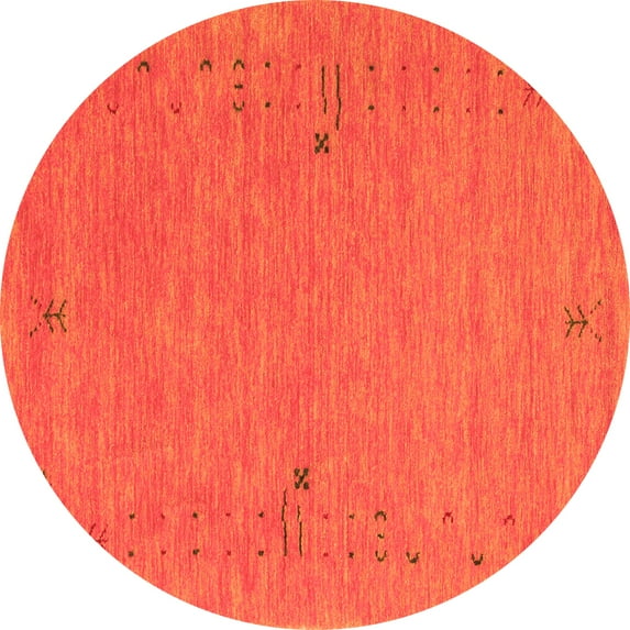 Ahgly Company Indoor Round Abstract Orange Contemporary Area Rugs, 7' Round