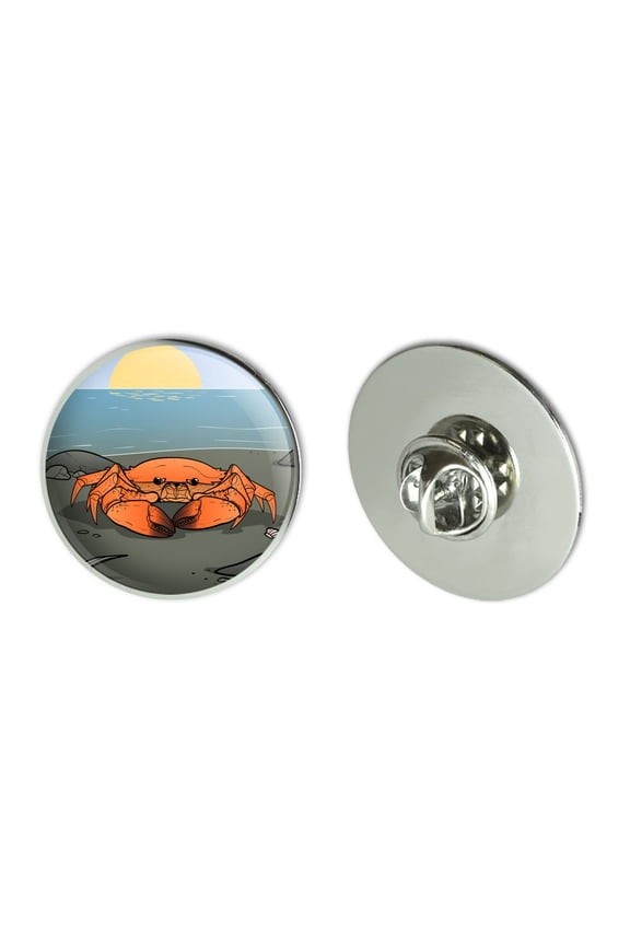 Crab On Beach Metal 1.1" Tie Tack Hat Lapel Pin Pinback
