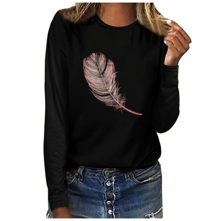 

White Long Sleeve Shirts for Women Long Sleeve Shirts for Women Under Scrubs Fashion Casual Women s Casual Print Pullover Tops Long Sleeved Comfortable Blouse Long Sleeve Blouses Black 3XL