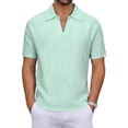 thumbnail image 2 of Donemore Men's Lightweight Short Sleeve V-Neck Striped Casual Shirt for Resort and Vacation Wear, 2 of 8