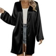 thumbnail image 3 of yoeyez Women Silk Satin Cardigan Lightweight Open Front Drape Cover Up Casual Soft Comfy Cropped Shrugs Cardigans Black,L, 3 of 7