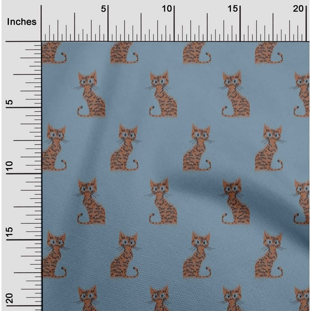 oneOone Georgette Viscose Fabric Cat Ikat Printed Craft Fabric BTY 42 Inch Wide