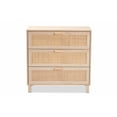 thumbnail image 3 of Baxton Studio Sebille Modern Brown Wood 3-Drawer Storage chest with Rattan, 3 of 5
