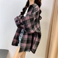 thumbnail image 1 of Camisa a cuadros para mujer, Top de manga larga de otoño, blusa Vintage a la moda con una botonadura, camisas holgadas a cuadros de estilo Preppy para mujer, 1 of 5