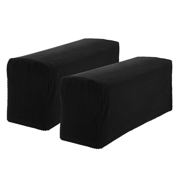 Uxcell 2 Pcs Stretch Couch Arm Covers, Sofas Armchair Covers Anti-Slip, Furniture Protector Slipcovers with Hook & Loop Tape for Recliner Sofa Armchairs Chairs Armrest, Black