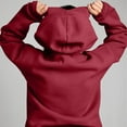 thumbnail image 5 of Trendy Hoodies for Women with Eye Mask 4-Button Plain Pullover Baggy Hooded Sweatshirt Pocket Travel Outfits, Red|Mask XL, 5 of 8