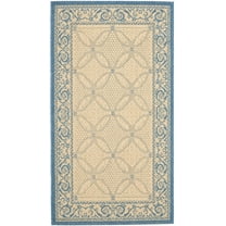 Safavieh Courtyard Gaus Oriental Indoor/Outdoor Area Rug, Natural/Blue, 2' x 3'7"