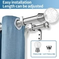 thumbnail image 2 of Urbanest Crackle Glass Flat Button 1" 5/8" Double Drapery Curtain Window Rod Set - 28" to 48", Brushed Steel, 2 of 6
