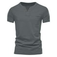 thumbnail image 7 of ZCFZJW Mens Cotton Henley T-Shirts Short Sleeve Button Regular Fit Casual Basic Solid Color Athletic Tees Work Shirts with Pockets Gray XXXL, 7 of 7