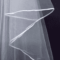 thumbnail image 4 of White Bridal Veil, Double-layer Simple Edging Ribbon Shape, Lightweight Veil Wedding Accessories, 4 of 5