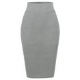 thumbnail image 2 of A2Y Women's Basic Solid Ponte Knee Length Slit Techno Span High Waist Pencil Skirt Heather Grey 3XL, 2 of 3