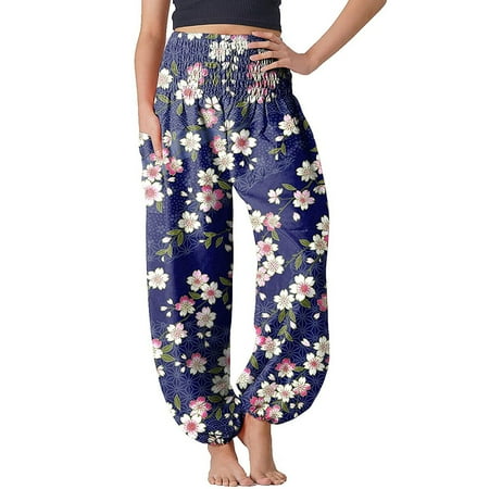 

Tangnade Womens Pants Women Comfy Boho Pants Loose Yoga Pants Hippie Pajama Lounge Boho Pajama Pants