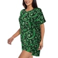 thumbnail image 3 of Womens Pajama Sets With Pocket, Abstract Gecko Lizard Green Lounge Sets Short Sleeve Sleepwear PJ Sets for Women, 3 of 6