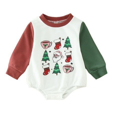 

Toddler Boys Girls Christmas Long Sleeve Cartoon Prints Triangle Romper Bodysuits 18 Month Girl Bodysuit Long Sleeve Burp Clothes Baby Girl Girl Apparel Girls Leotards 4t Cotton Leotards for Girls