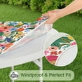 thumbnail image 5 of Water-Resistant Floral Round Tablecloth with Elastic Edge, Soft Polyester Cover Fits Round Tables 44 to 52 Inches in Diameter, 5 of 7