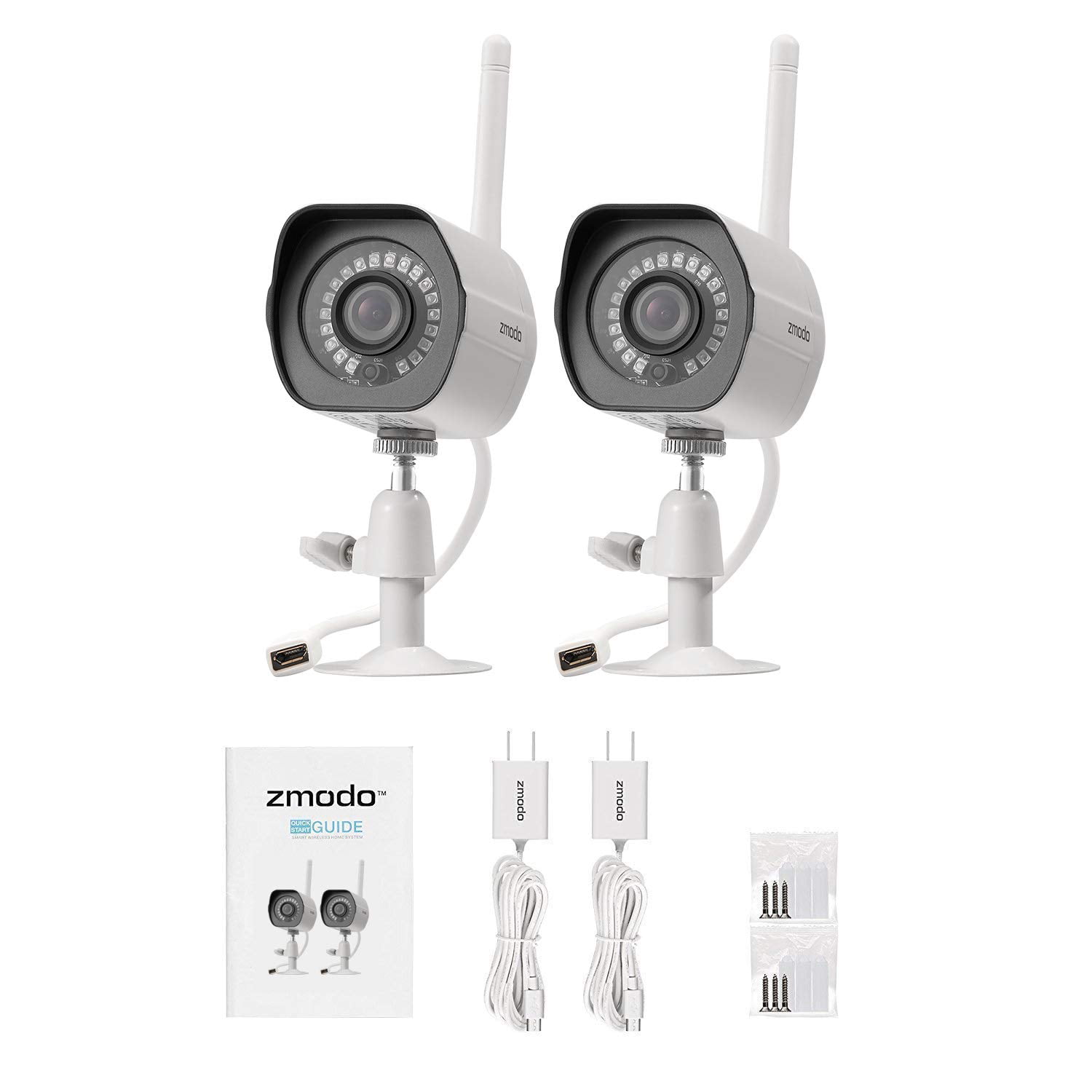 Zmodo 2 Pack Wireless Security Camera System Smart Outdoor WiFi IP