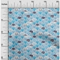 thumbnail image 2 of oneOone Rayon Medium Blue Fabric Sea Shells Ocean Fabric For Sewing Printed Craft Fabric By The Yard 56 Inch Wide, 2 of 4