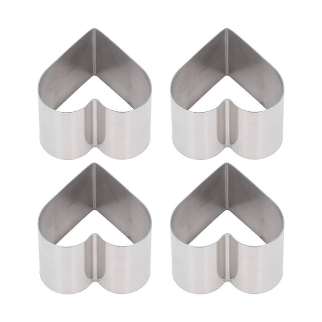 4Pcs Cake Cutter Moule en Acier Inoxydable Multifonction Dy Facile Libérer Moule de Coupe de Gâteau Outil avec Couvercle pour la Forme de Coeur de Gâteaux