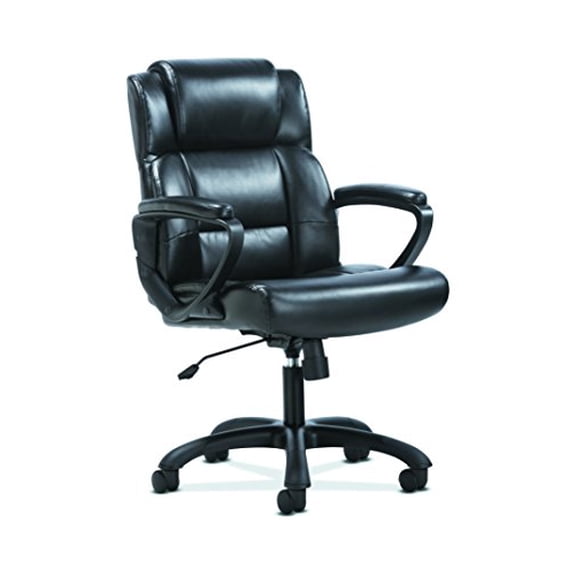 Basyx Mid-Back Chair Leather 26-1/2"Wx25-3/5"Dx43"H Black VST305