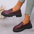 thumbnail image 4 of Hinvhai Womens Penny Loafers Comfortable Dressy Platform Shoes for Women Business Women Casual Work Shoes Wine 6(37), 4 of 9