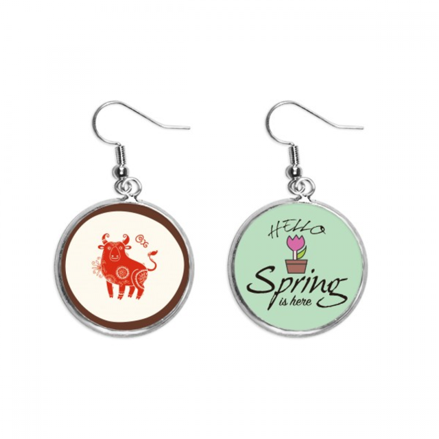 Año de buey animal China Zodiaco Rojo Colgante decorativo temporada pendientes de primavera joyas Unbranded M