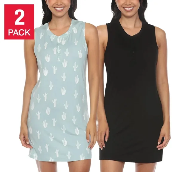 Honeydew Womens Sleep Tank Dress, 2-pack (Green, Large)