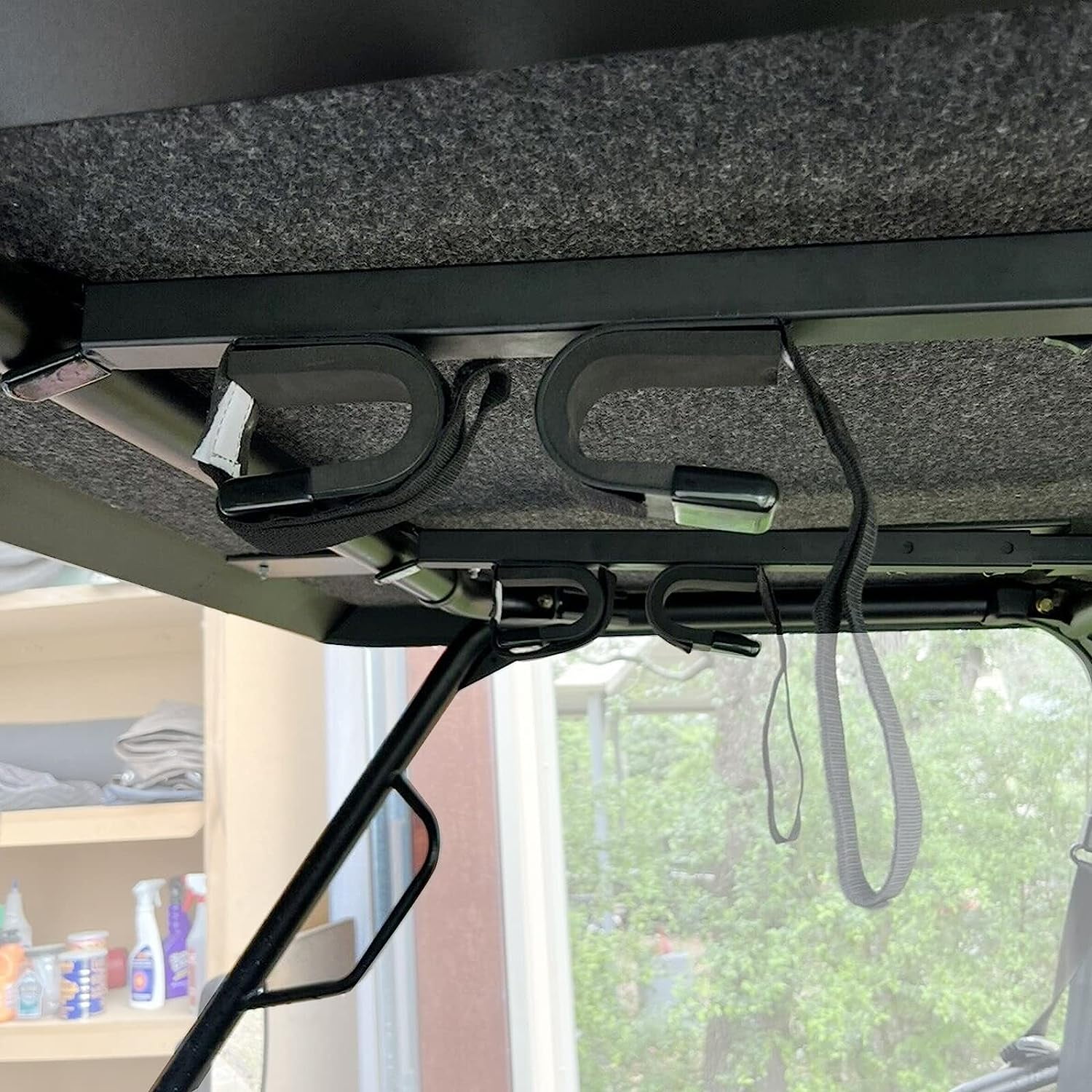 Kojem Adjustable UTV Gun Rack, Fit for Polaris Ranger Kawasaki Mule, Overhead Gun Rack Holder, Fit Round Roll Bars & Pro-fit Cages, Roof Gun Carrier 23-31in