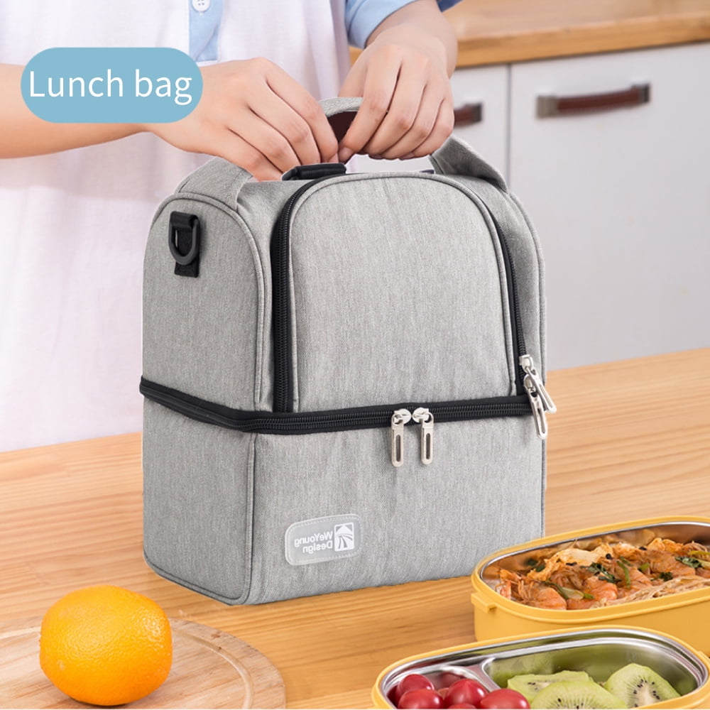 Breast Pump Bag Cooler Compartment for Breast Pump Double Layer for Mother Breast Milk Pump Gray