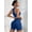 Dark Blue, variant on Women Seamless Ribbed 2 Piece Yoga Set Racerback Crop Sports Bra High Waist Stretch Biker Shorts Workout Outfit Red S