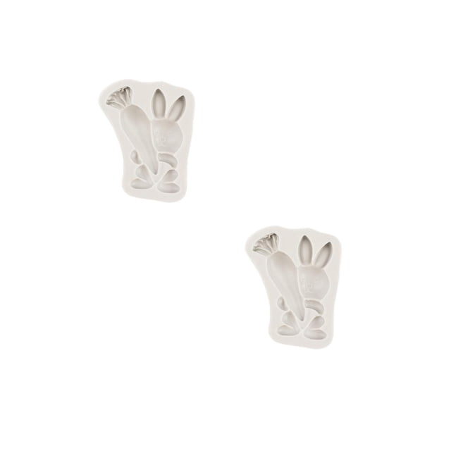 Oleegame 2PC Cookie Mold Carrots Sugar Flipping Silicone Easter Rabbit Hand Stick Rose Carrot Shaped Cake Decoration Gray