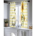 thumbnail image 5 of Sunflowers Sheer Curtains 39 Inch Length 2 Panels Set for Living Room/Bedroom, Spring Summer Bees Floral Yellow Plaid Kitchen Curtains Grommet Semi-Sheer Curtains Drapes Window Treatments 27.5"x39"x2, 5 of 7