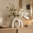 thumbnail image 2 of Cream White Decorative Vase Set - Modern Nordic Boho Style Vases Home Decor, Matte Ceramic Decorations for Living Room Shelf Bookshelf Mantle Entryway Table, 2 of 6