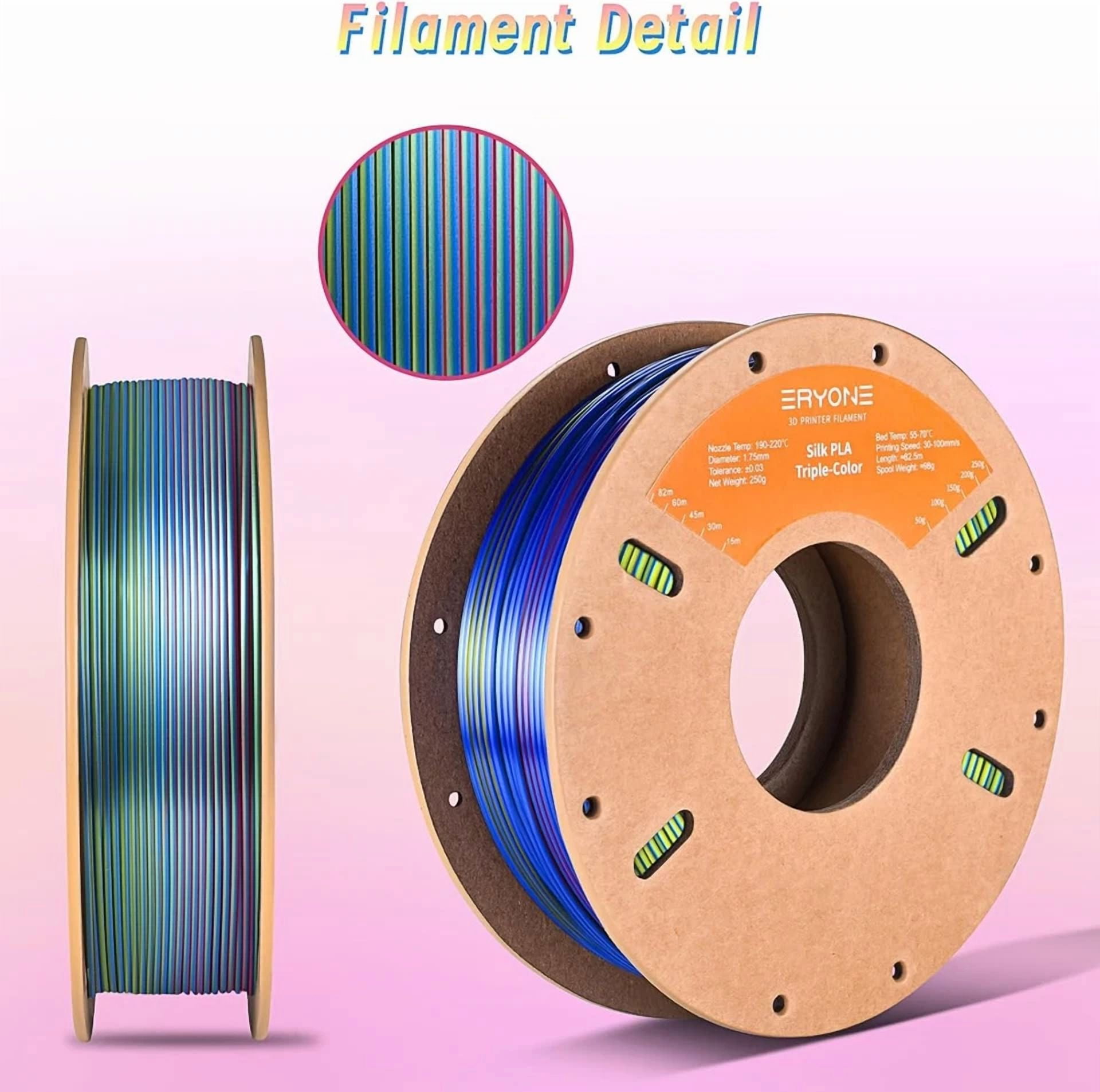 CRESTIN- Silk Tri Color Pla Filament 3D Printer 1.75Mm +/- 0.03Mm, Multicolor Filament Tr