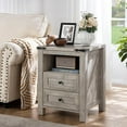 thumbnail image 5 of Joaxswe Farmhouse Nightstand with Charging Station, Rustic Bedside Table with Drawers for Bedroom, Vintage End Table with Open Shelf for Living Room, Grey, 5 of 8