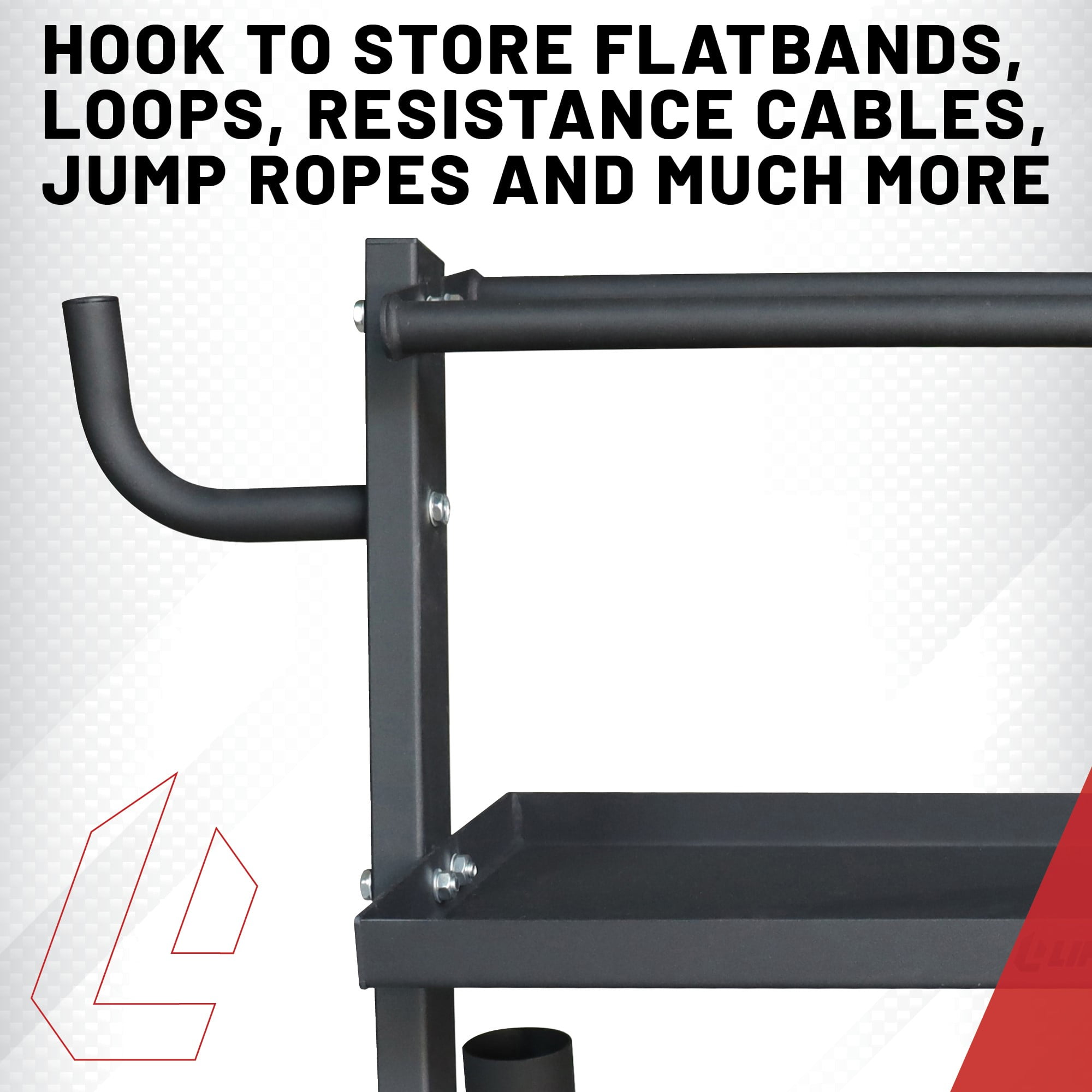 Lifeline Fitness Home Gym 3-Shelf Storage Rack with Rope and Band Hook - Holds up to 440 LBS