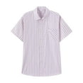 thumbnail image 3 of QIUOMBBP Plaid Button Down Shirts for Men Casual Short Sleeve Dress Tees with Pocket Regular Fit Lightweight Summer Office Work Tshirts Pink L, 3 of 7