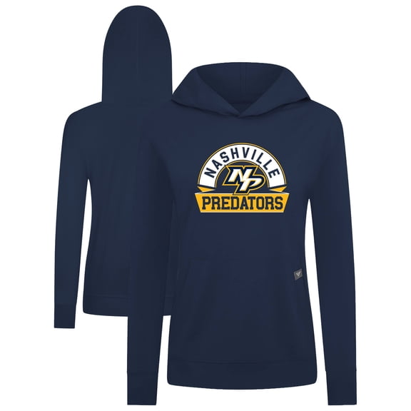 Women's Levelwear Navy Nashville Predators Relay Banner Arch Pullover Hoodie