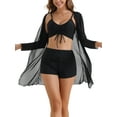 thumbnail image 1 of Conjuntos de bikini retorcidos para mujer de 3 piezas con tirantes ajustables, vestidos de cobertura tipo boyshort, traje de baño negro XX-Large, 1 of 5