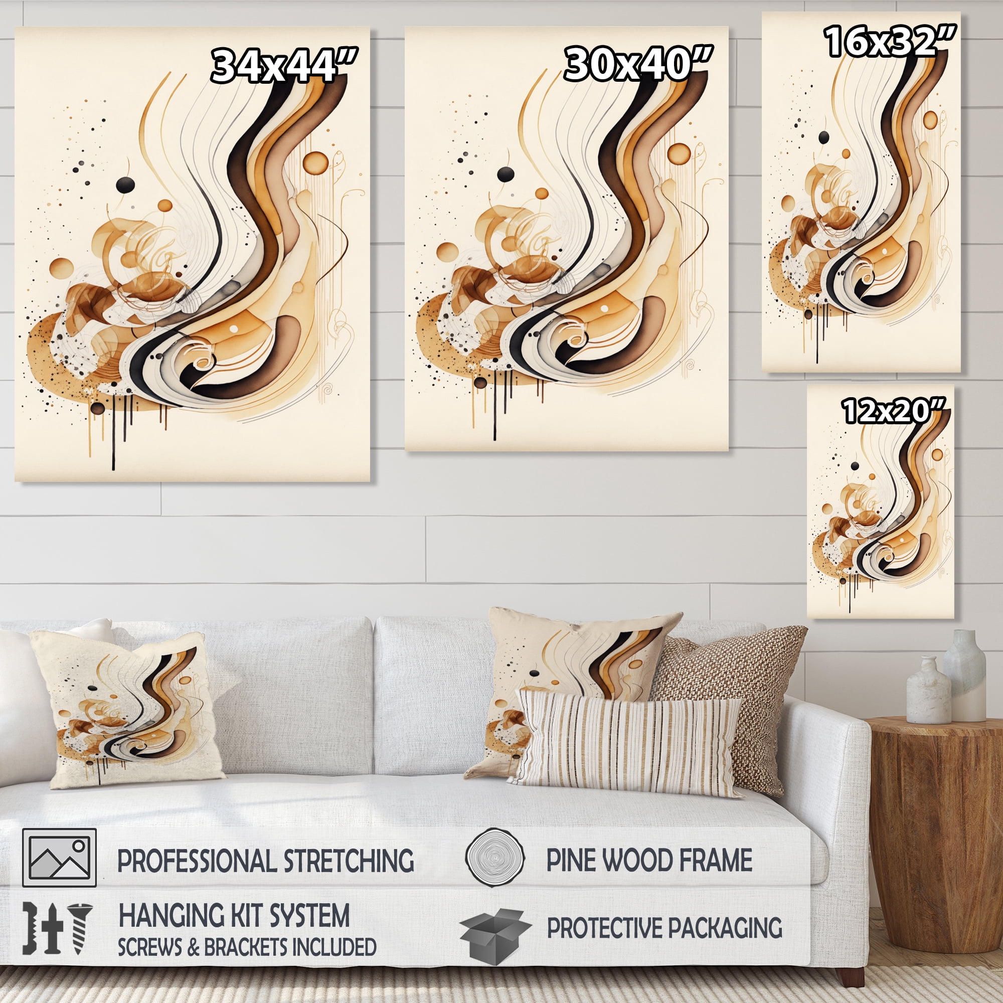 Designart Brown And Black Movement IV Canvas Wall Art