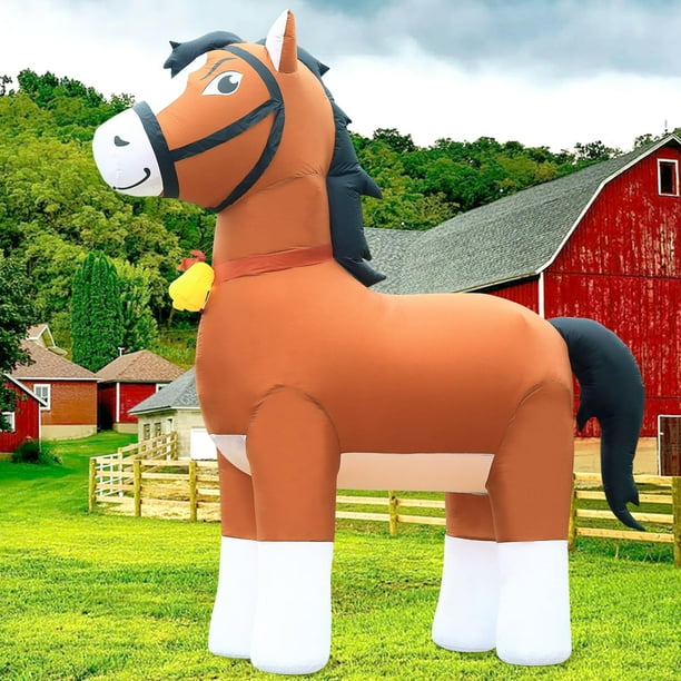 Decoración navideña inflable con forma de caballo de Clydesdale, 274 cm, de DomKom